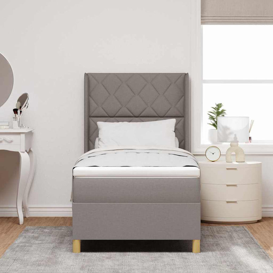 Boxspringbed met LED-stripverlichting Taupe 90 x 200 cm Stof