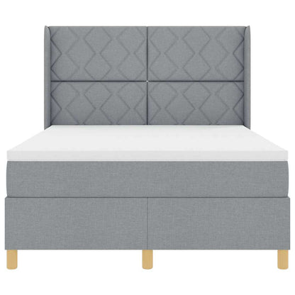 Boxspringbed met hoofdeinde Lichtgrijs 140 x 190 cm Stof