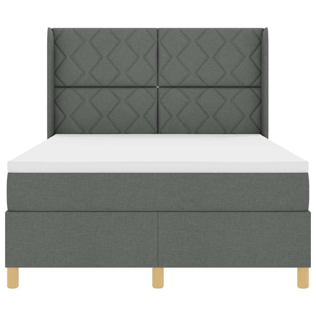 Boxspringbed met LED-stripverlichting Grijs 140 x 190 cm Stof