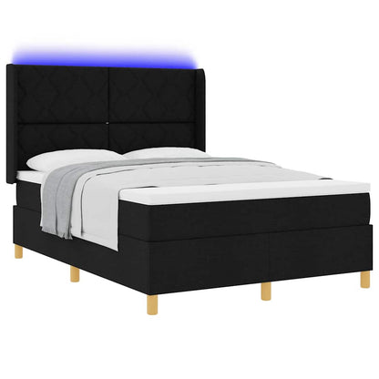 Boxspringbed met LED-stripverlichting Zwart 140 x 190 cm Stof