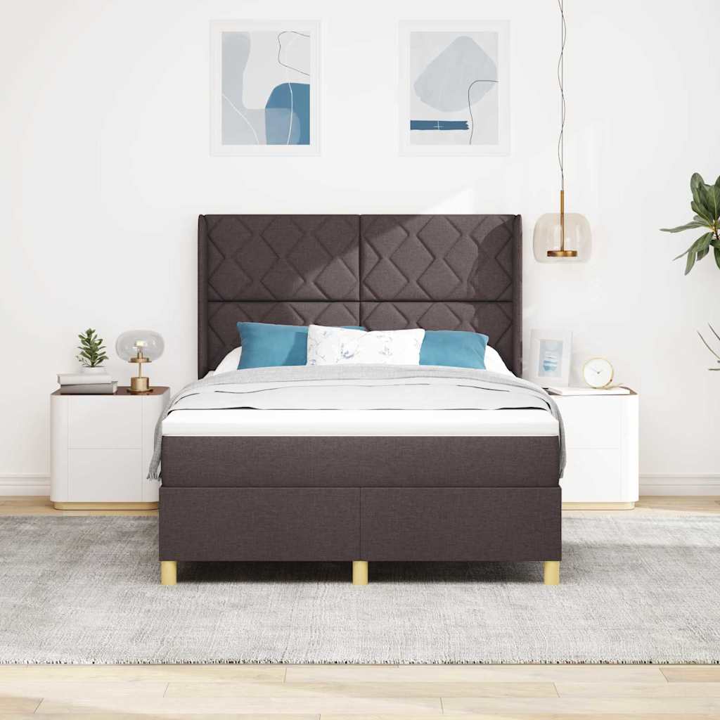 Boxspringbed met LED-stripverlichting Bruin 140 x 190 cm Stof