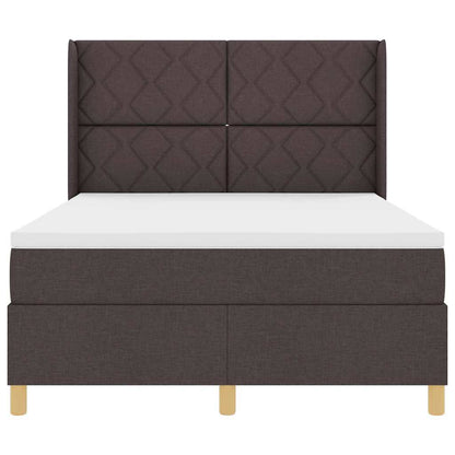 Boxspringbed met LED-stripverlichting Bruin 140 x 190 cm Stof