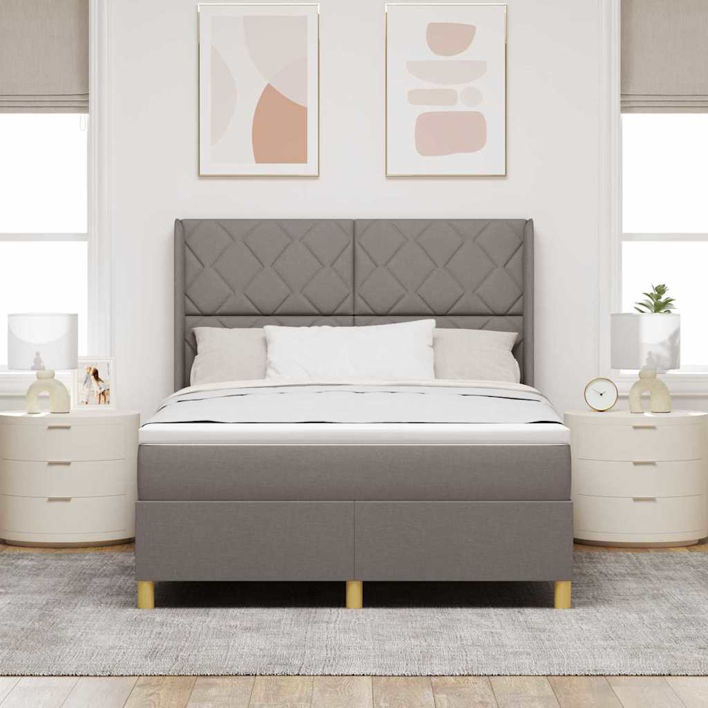 Boxspringbed met LED-stripverlichting Taupe 140 x 190 cm Stof