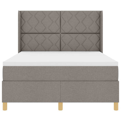 Boxspringbed met LED-stripverlichting Taupe 140 x 190 cm Stof