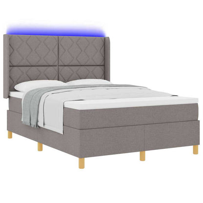 Boxspringbed met LED-stripverlichting Taupe 140 x 190 cm Stof