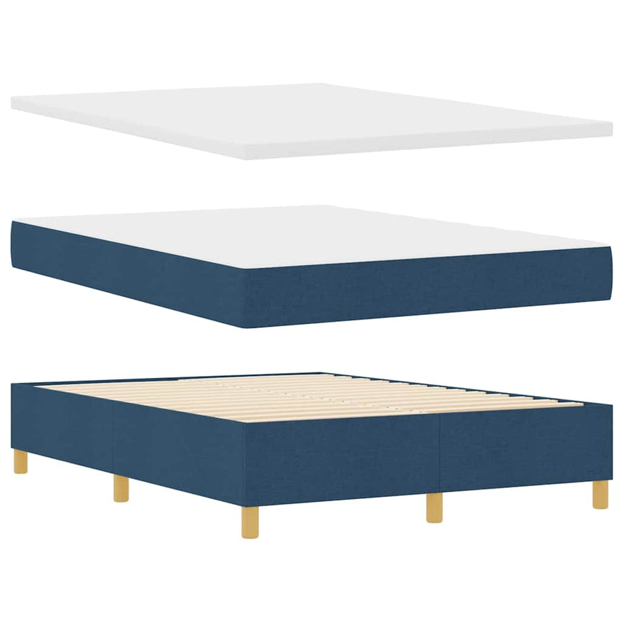 Boxspringbed met LED-stripverlichting Blauw 140 x 190 cm Stof