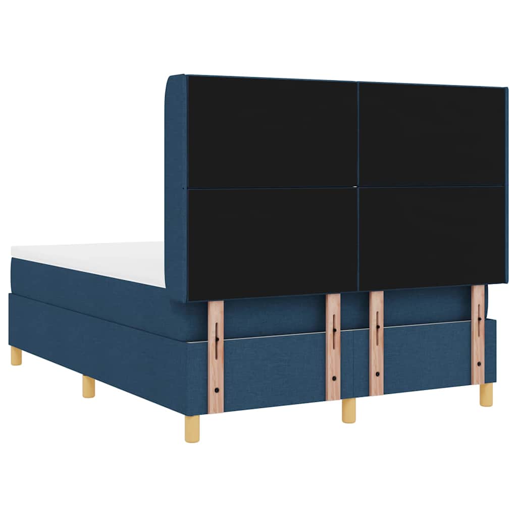 Boxspringbed met LED-stripverlichting Blauw 140 x 190 cm Stof