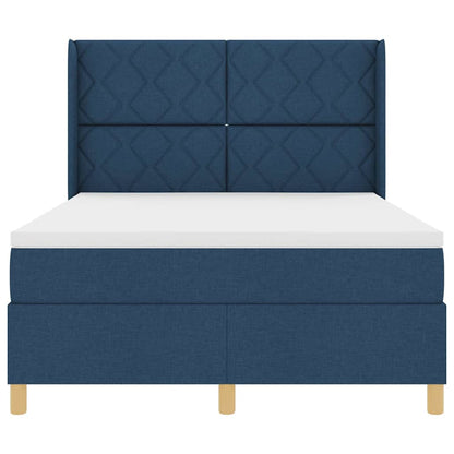 Boxspringbed met LED-stripverlichting Blauw 140 x 190 cm Stof