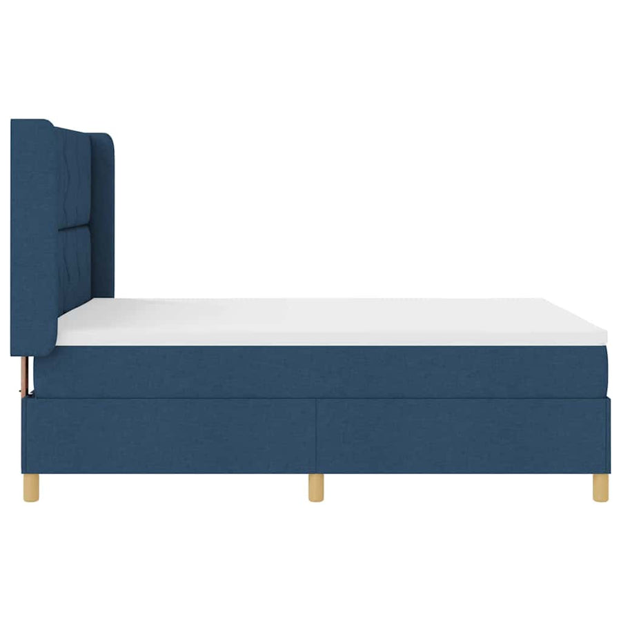 Boxspringbed met LED-stripverlichting Blauw 140 x 190 cm Stof