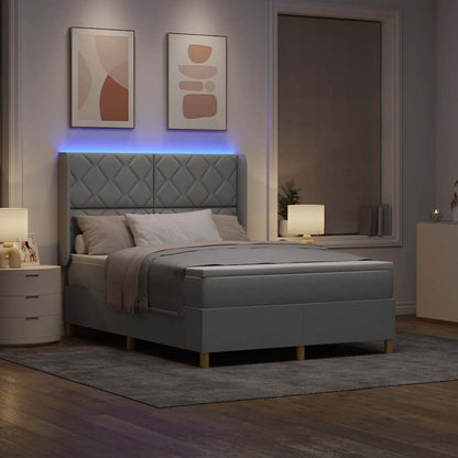 Boxspringbed met hoofdeinde Lichtgrijs 140 x 200 cm Stof