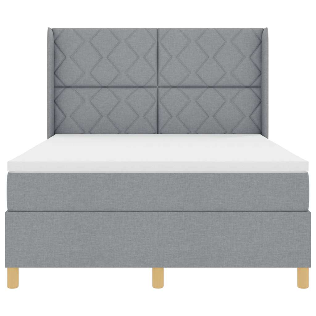 Boxspringbed met hoofdeinde Lichtgrijs 140 x 200 cm Stof