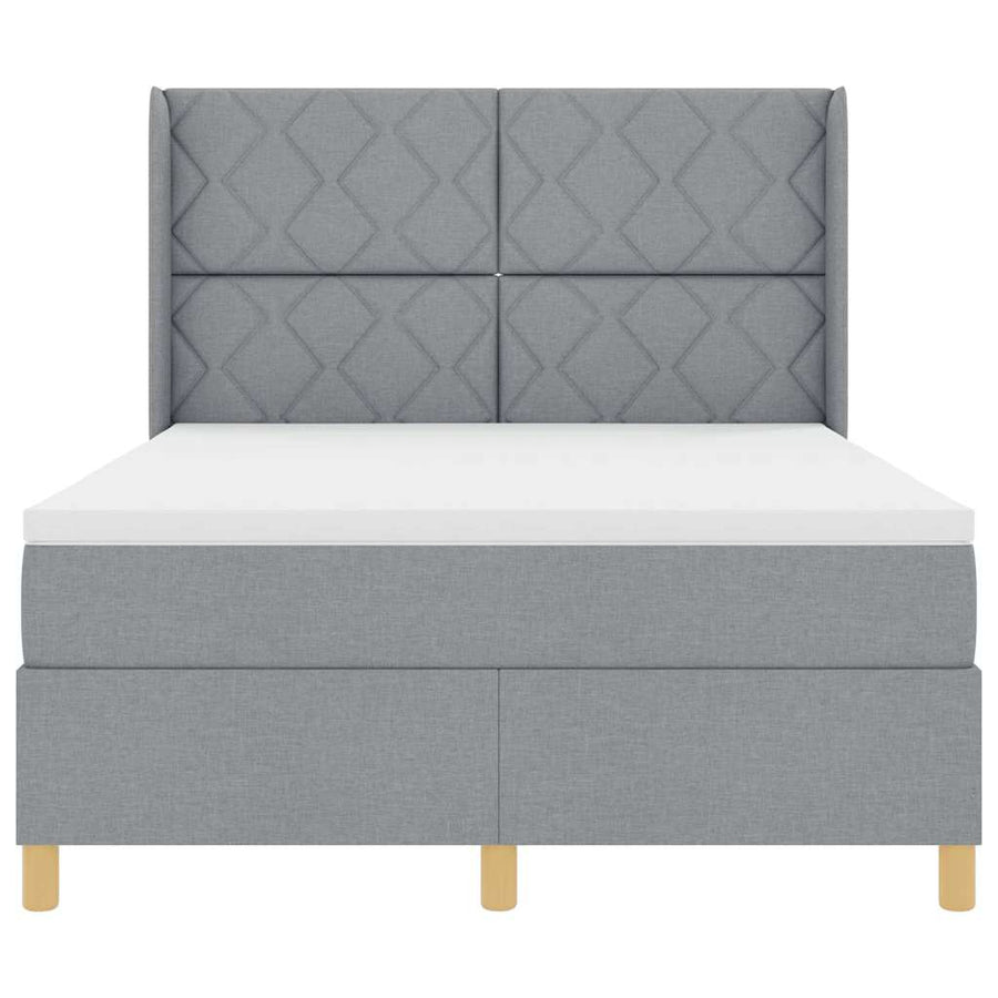Boxspringbed met hoofdeinde Lichtgrijs 140 x 200 cm Stof