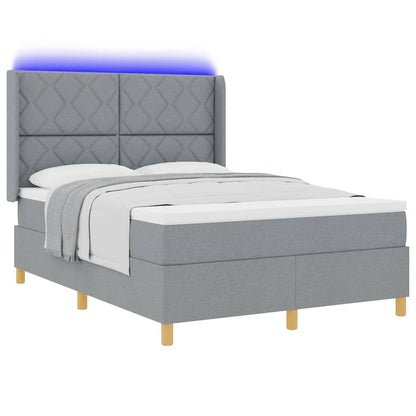 Boxspringbed met hoofdeinde Lichtgrijs 140 x 200 cm Stof