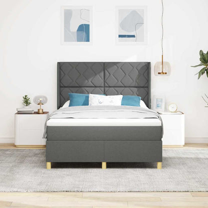 Boxspringbed met LED-stripverlichting Grijs 140 x 200 cm Stof