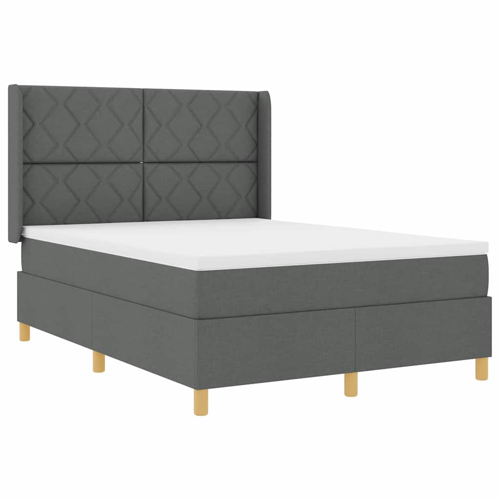 Boxspringbed met LED-stripverlichting Grijs 140 x 200 cm Stof