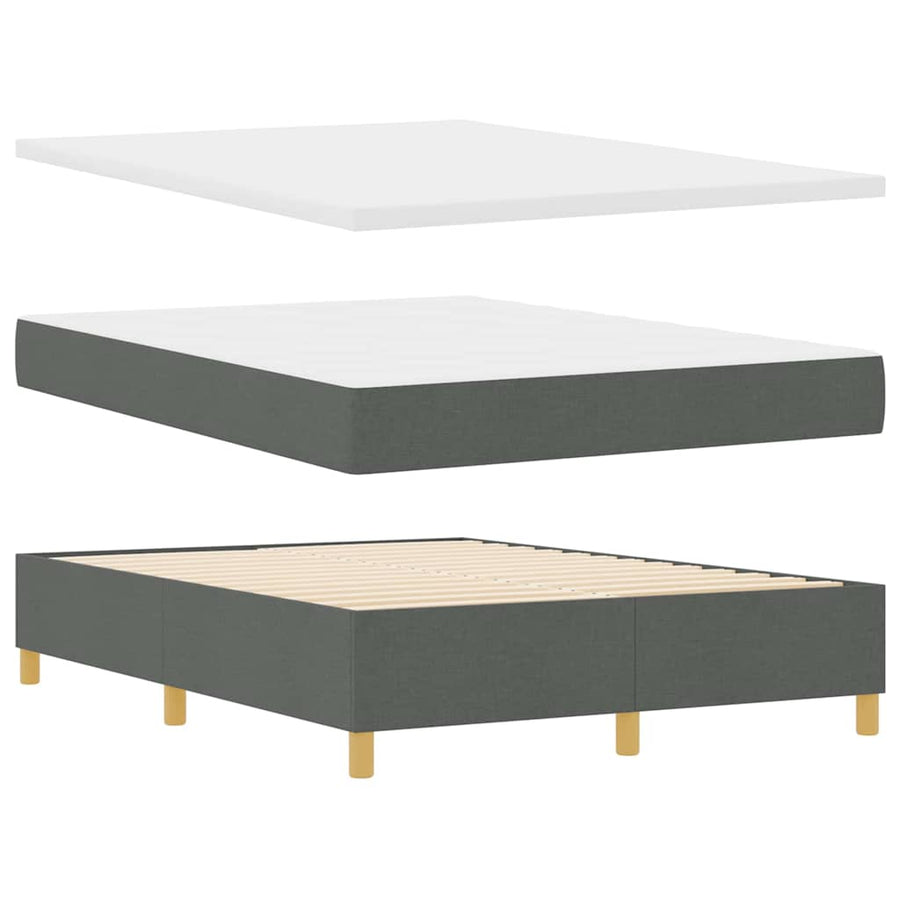 Boxspringbed met LED-stripverlichting Grijs 140 x 200 cm Stof