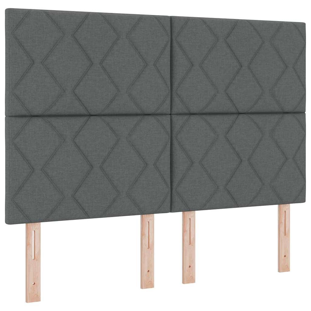 Boxspringbed met LED-stripverlichting Grijs 140 x 200 cm Stof