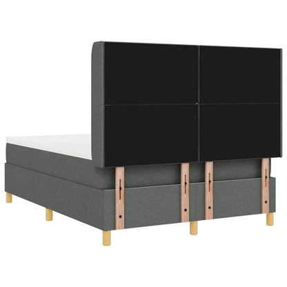 Boxspringbed met LED-stripverlichting Grijs 140 x 200 cm Stof