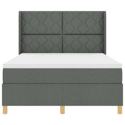 Boxspringbed met LED-stripverlichting Grijs 140 x 200 cm Stof