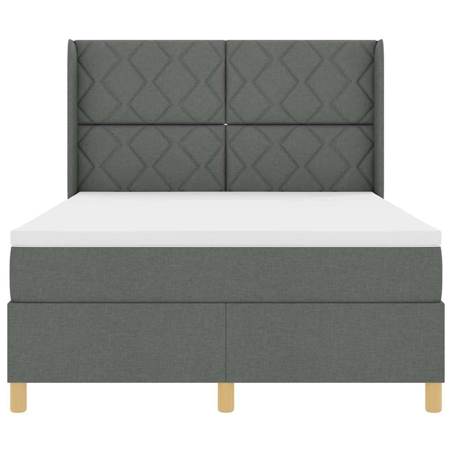 Boxspringbed met LED-stripverlichting Grijs 140 x 200 cm Stof