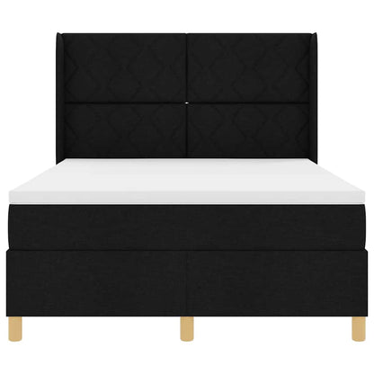 Boxspringbed met LED-stripverlichting Zwart 140 x 200 cm Stof