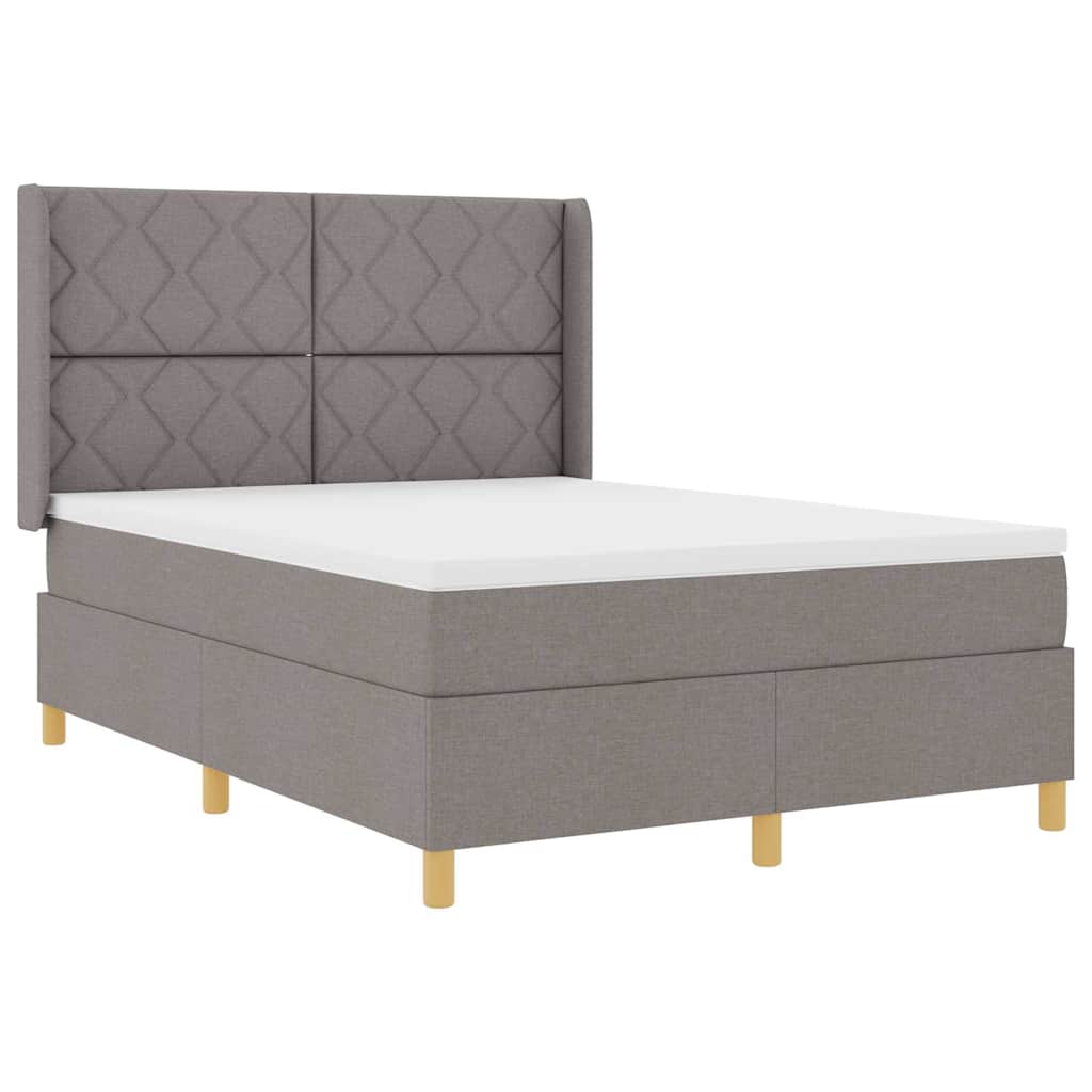 Boxspringbed met LED-stripverlichting Taupe 140 x 200 cm Stof