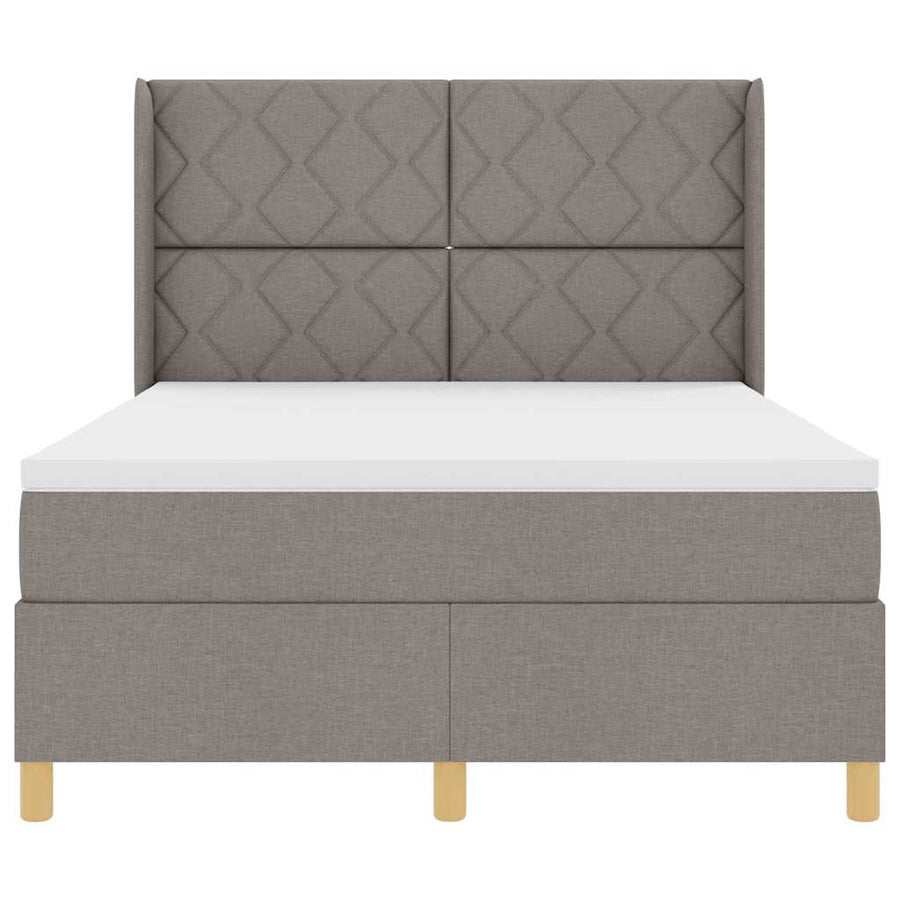 Boxspringbed met LED-stripverlichting Taupe 140 x 200 cm Stof