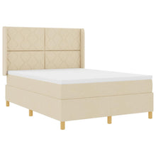 Boxspringbed met LED-stripverlichting Crème 140 x 200 cm Stof