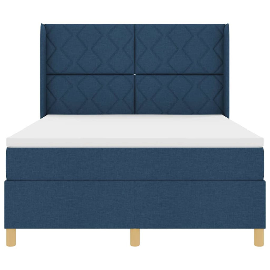 Boxspringbed met LED-stripverlichting Blauw 140 x 200 cm Stof