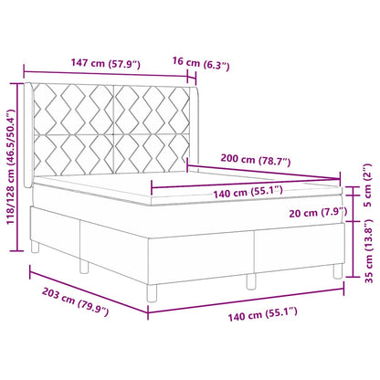 Boxspringbed met LED-stripverlichting Blauw 140 x 200 cm Stof