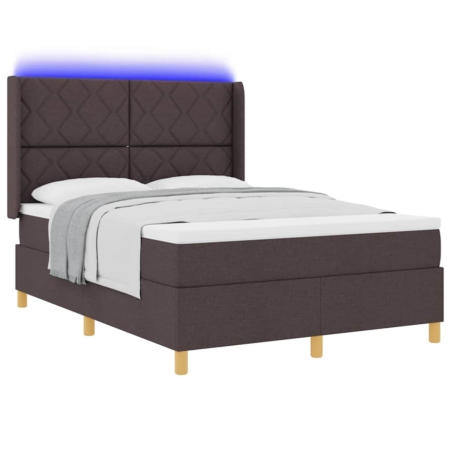Boxspringbed met LED-stripverlichting Bruin 160 x 200 cm Stof