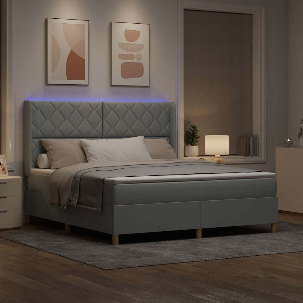 Boxspringbed met hoofdeinde Lichtgrijs 180 x 200 cm Stof