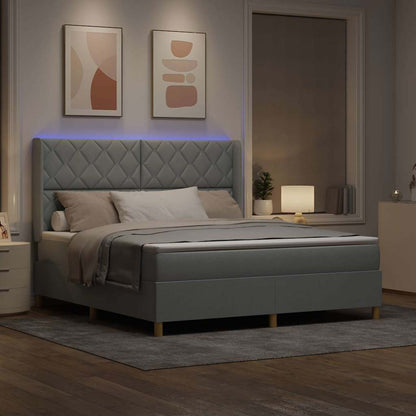 Boxspringbed met hoofdeinde Lichtgrijs 180 x 200 cm Stof