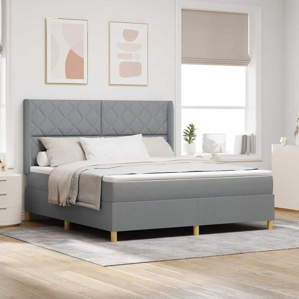 Boxspringbed met hoofdeinde Lichtgrijs 180 x 200 cm Stof