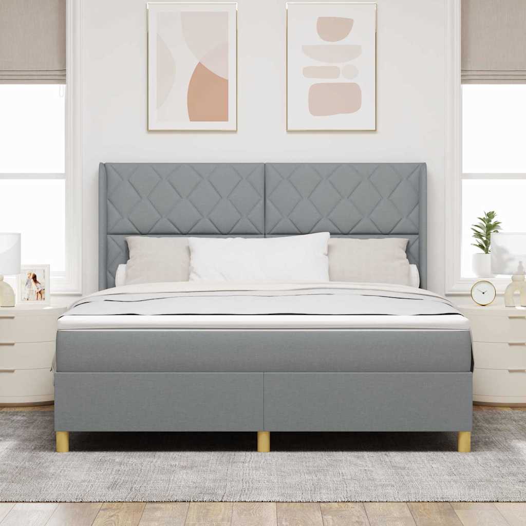 Boxspringbed met hoofdeinde Lichtgrijs 180 x 200 cm Stof