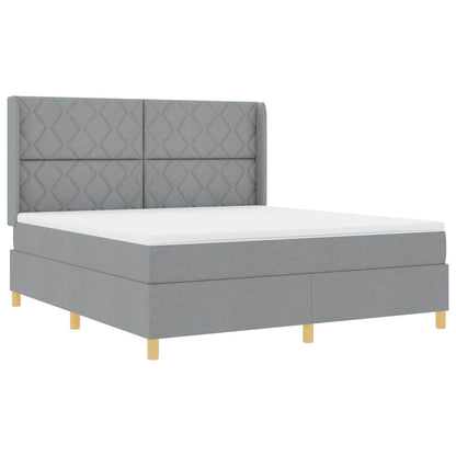 Boxspringbed met hoofdeinde Lichtgrijs 180 x 200 cm Stof