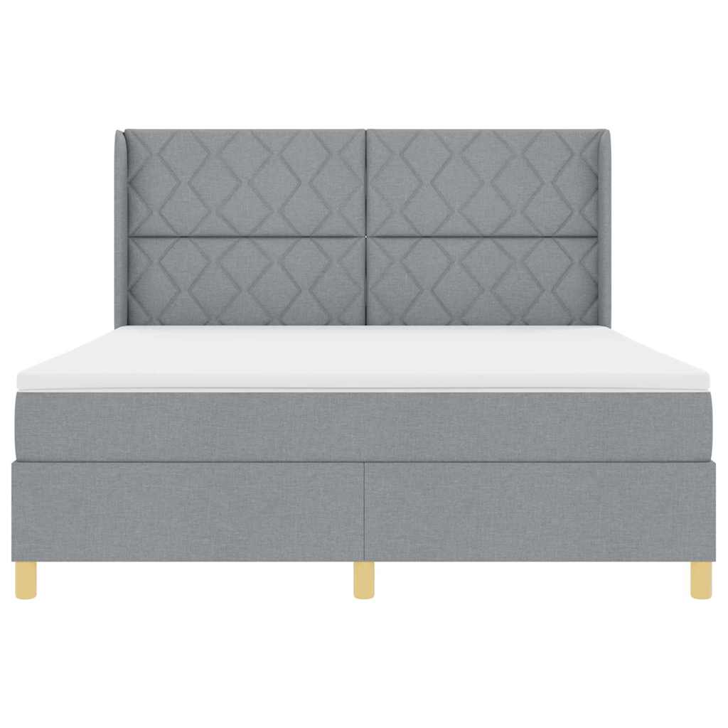 Boxspringbed met hoofdeinde Lichtgrijs 180 x 200 cm Stof