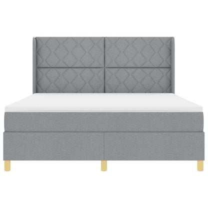 Boxspringbed met hoofdeinde Lichtgrijs 180 x 200 cm Stof