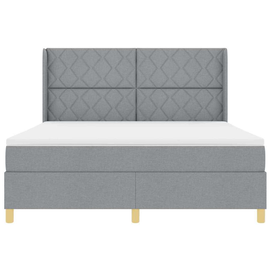 Boxspringbed met hoofdeinde Lichtgrijs 180 x 200 cm Stof