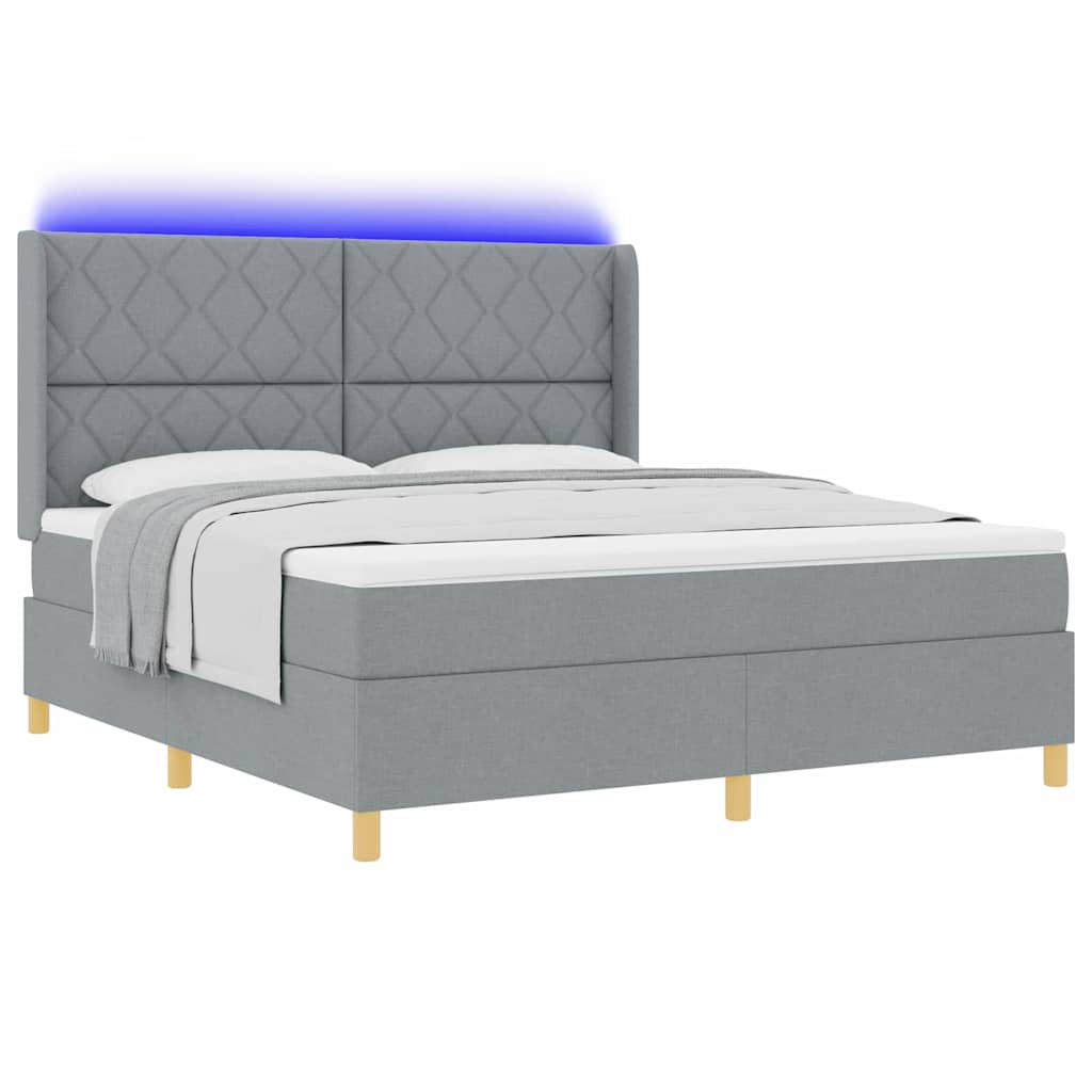 Boxspringbed met hoofdeinde Lichtgrijs 180 x 200 cm Stof
