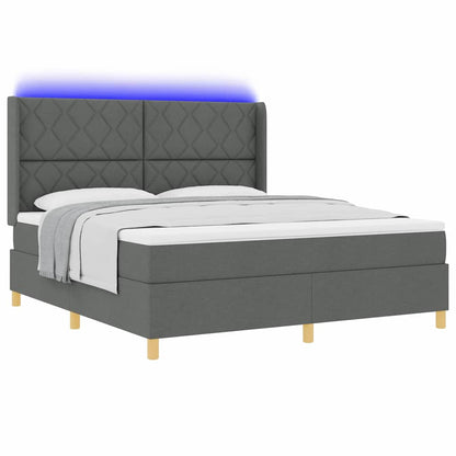 Boxspringbed met LED-stripverlichting Grijs 180 x 200 cm Stof