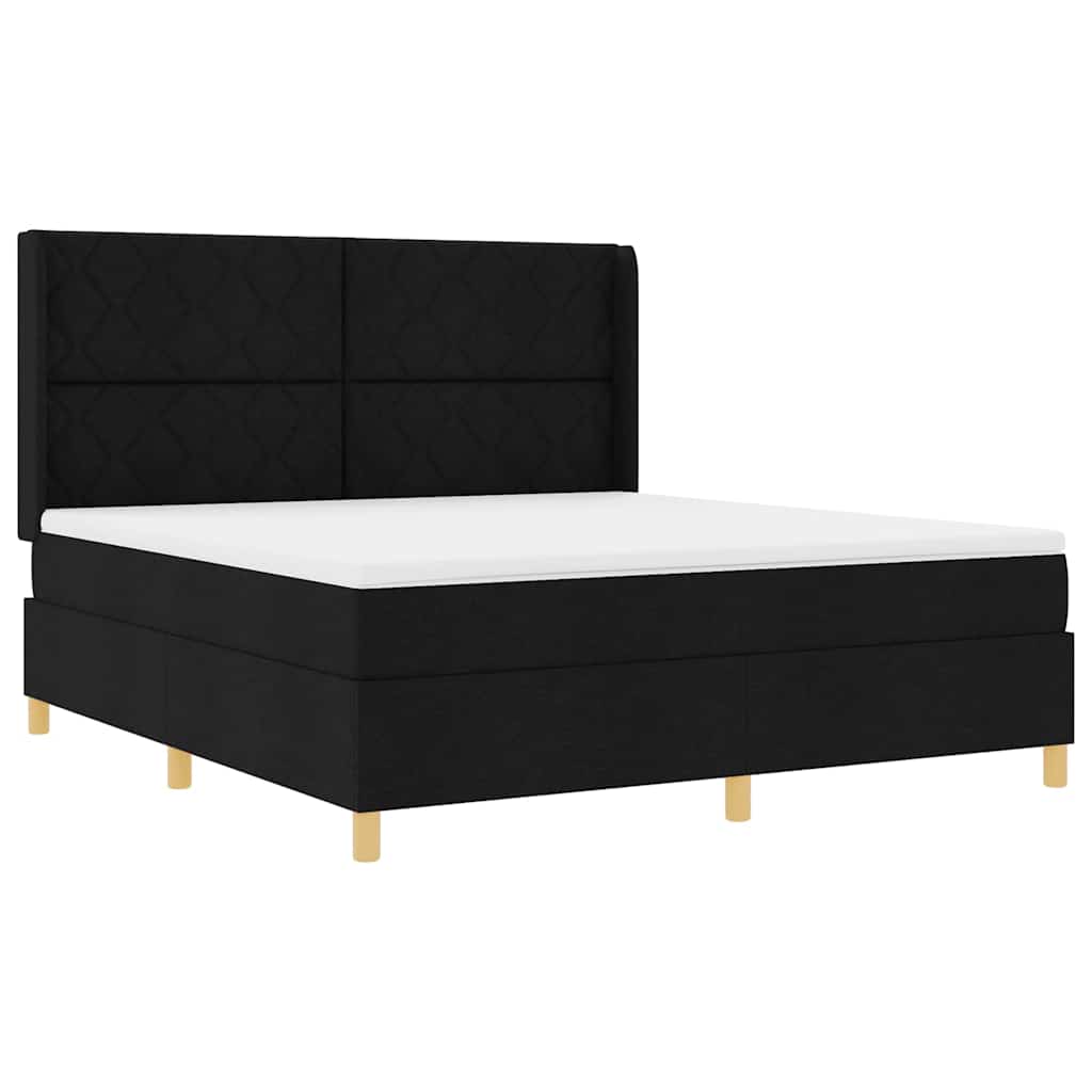 Boxspringbed met LED-stripverlichting Zwart 180 x 200 cm Stof