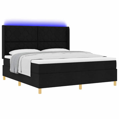 Boxspringbed met LED-stripverlichting Zwart 180 x 200 cm Stof