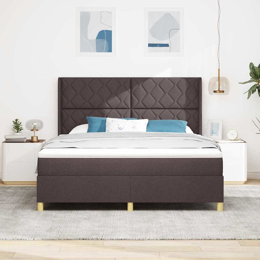 Boxspringbed met LED-stripverlichting Bruin 180 x 200 cm Stof