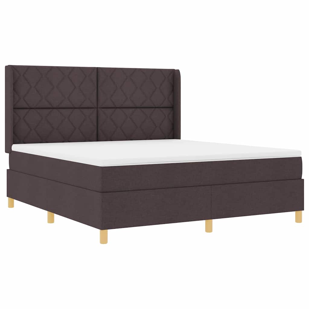 Boxspringbed met LED-stripverlichting Bruin 180 x 200 cm Stof