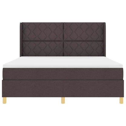 Boxspringbed met LED-stripverlichting Bruin 180 x 200 cm Stof