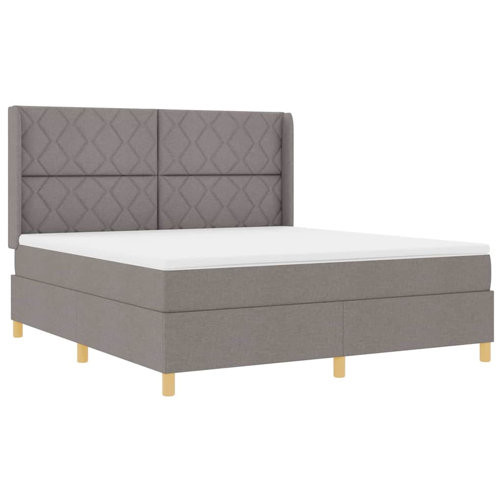 Boxspringbed met LED-stripverlichting Taupe 180 x 200 cm Stof