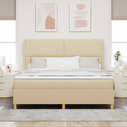 Boxspringbed met LED-stripverlichting Crème 180 x 200 cm Stof