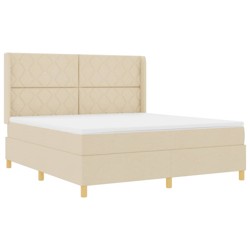 Boxspringbed met LED-stripverlichting Crème 180 x 200 cm Stof
