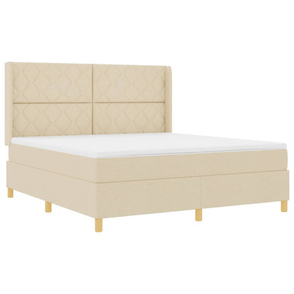 Boxspringbed met LED-stripverlichting Crème 180 x 200 cm Stof